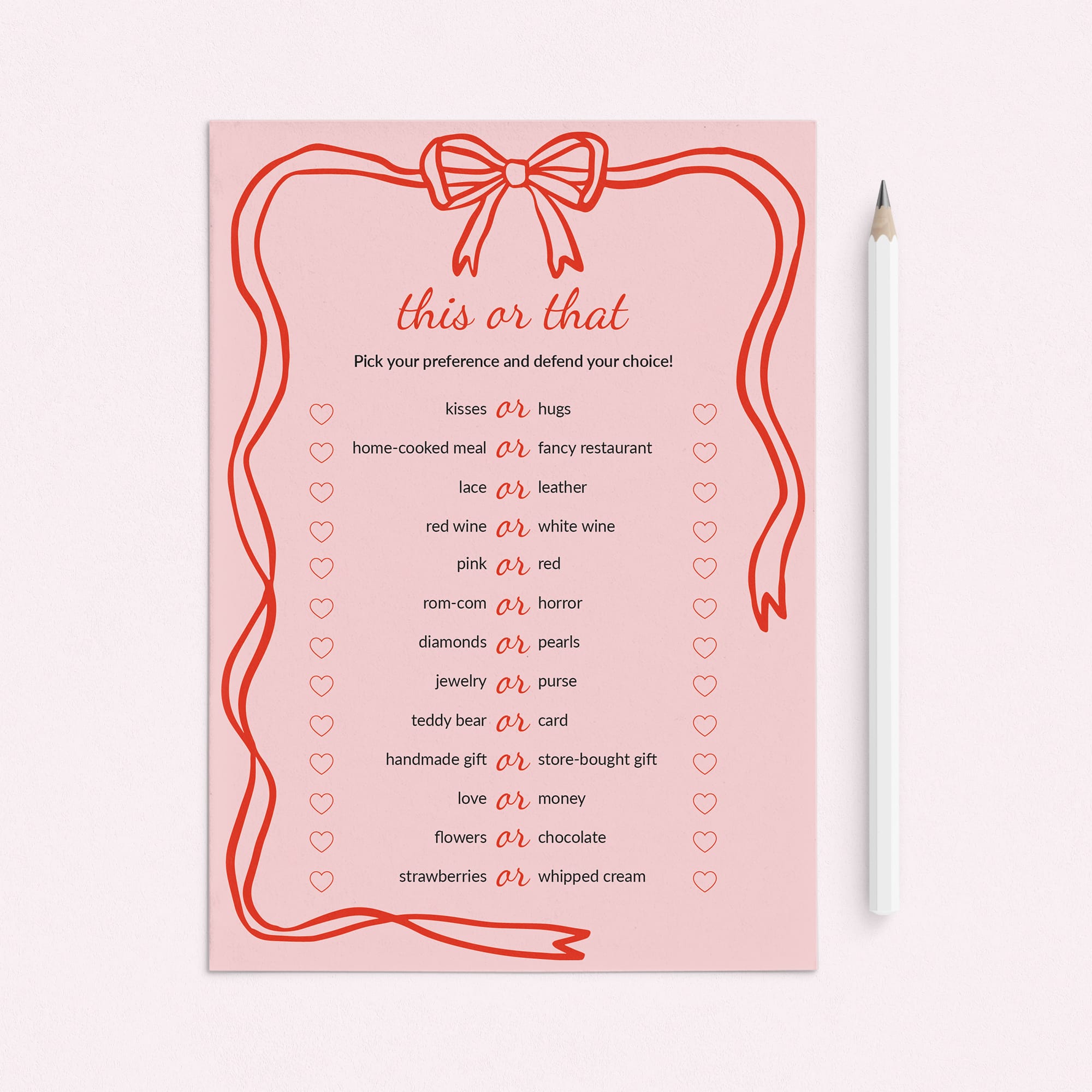 Printable Valentines This or That Questions by LittleSizzle