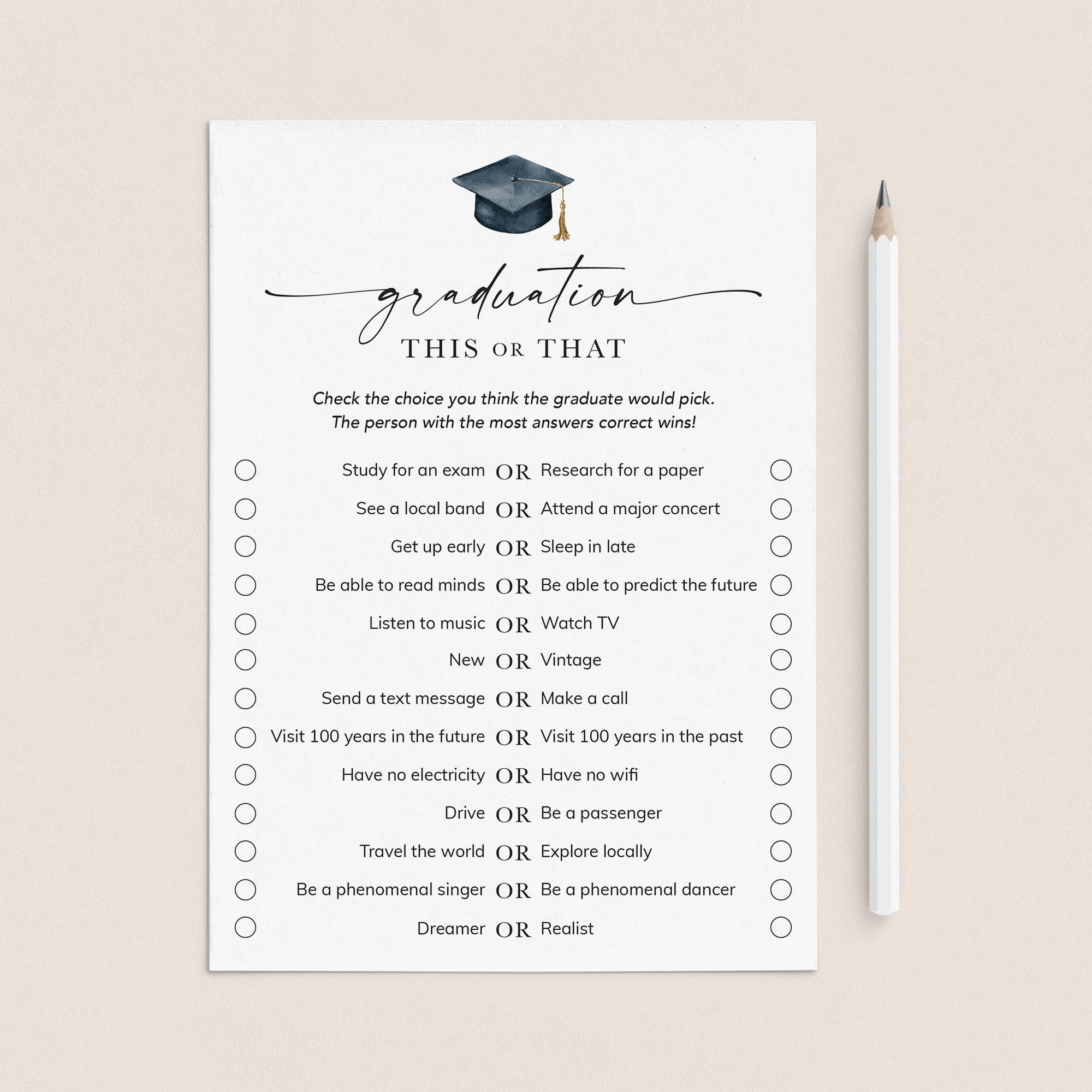 Would The Graduate Rather This or That Questions Printable by LittleSizzle