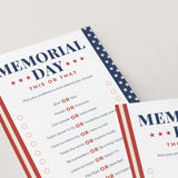 Memorial Day This or That Questions Printable