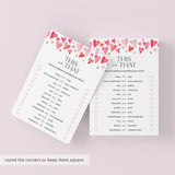 Printable Valentine's Day This or That Game with Watercolor Hearts