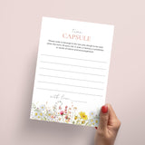 Wildflower 1st Birthday Time Capsule Card Printable