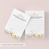 Wildflower 1st Birthday Time Capsule Card Printable