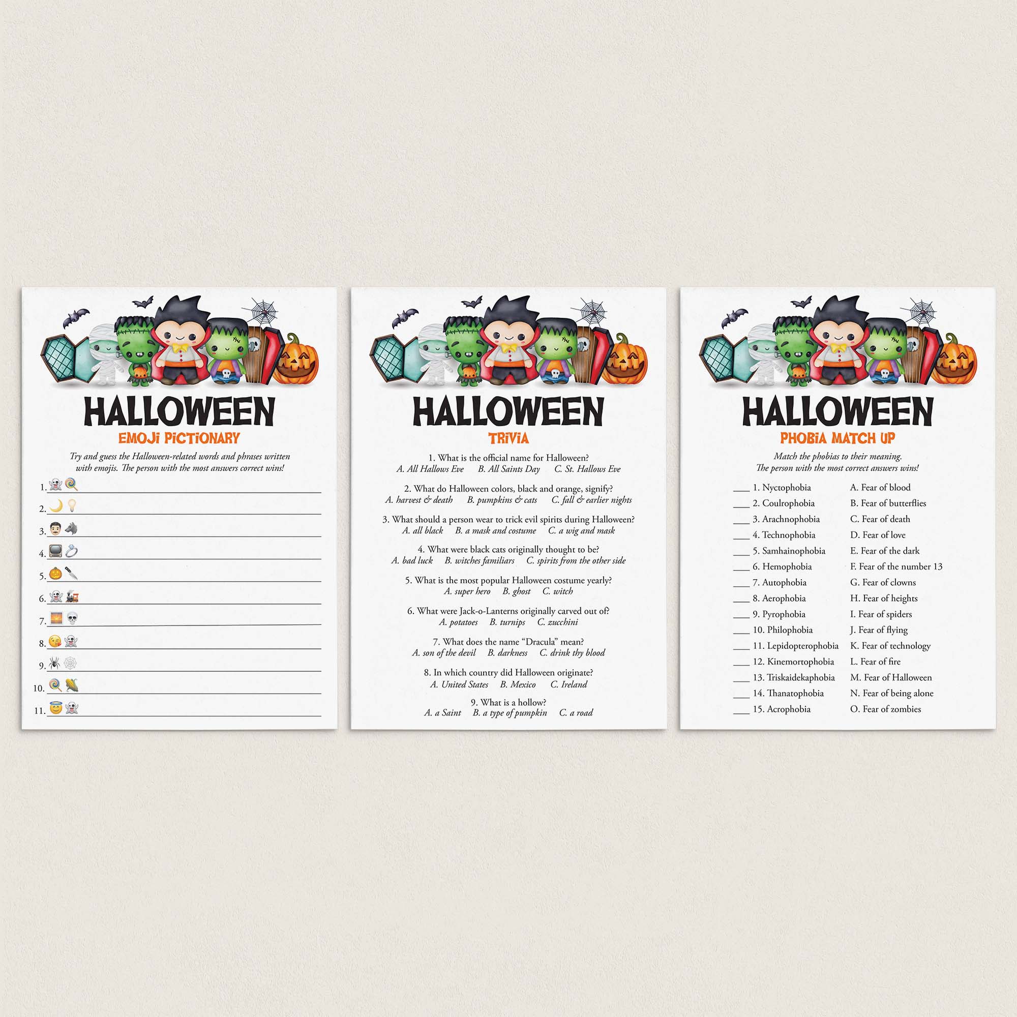 Trick or Treat Party Games Bundle Printable by LittleSizzle
