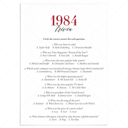 Married in 1984 Trivia Quiz for Ruby 41st Anniversary by LittleSizzle