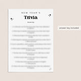 New Year's Eve Trivia Questions and Answers Printable