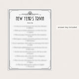 Art Deco New Year's Eve Trivia Quiz with Answers Printable