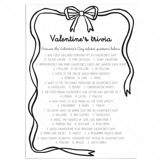 Printable Valentine's Day Trivia Game by LittleSizzle