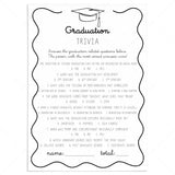 Graduation Party Trivia Questions Answers Included by LittleSizzle