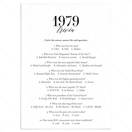 1979 Fun Facts Quiz with Answers Printable by LittleSizzle