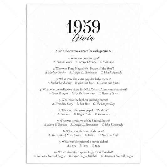 1959 Fun Facts Quiz with Answers Printable by LittleSizzle