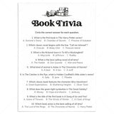 Printable Book Quiz Questions and Answers by LittleSizzle