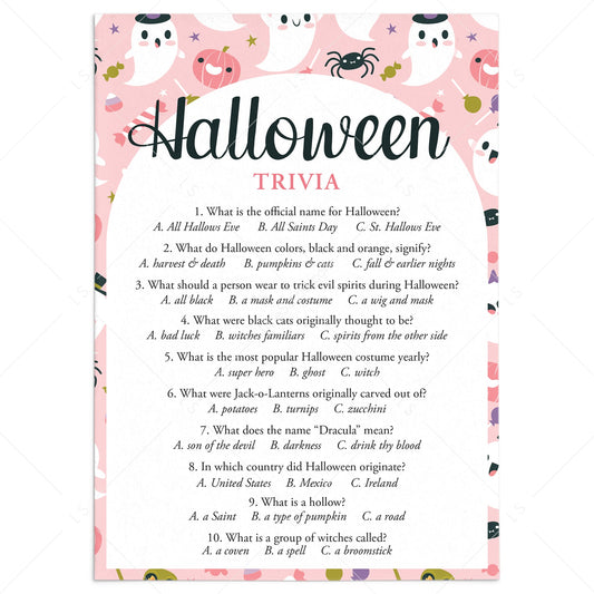 Ghostly Halloween Trivia Game for Girls Printable by LittleSizzle