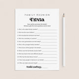 Family Reunion Trivia Questions Printable Icebreaker Game by LittleSizzle