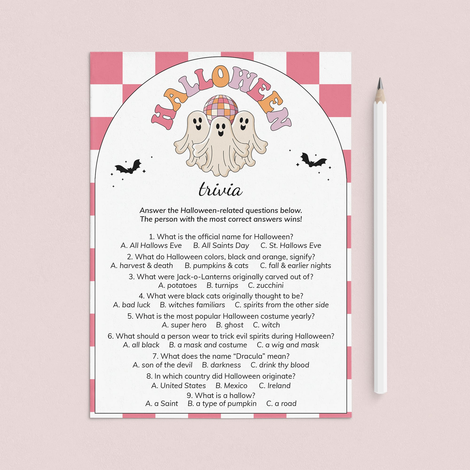 Retro Spooky Halloween Trivia Questions and Answers Download by LittleSizzle