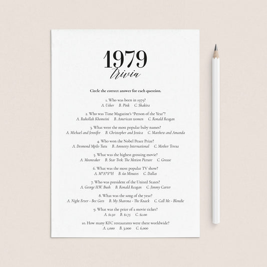 1979 Fun Facts Quiz with Answers Printable by LittleSizzle