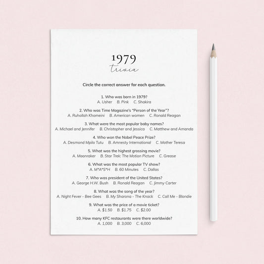 1979 Quiz and Answers Printable by LittleSizzle