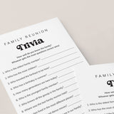 Family Reunion Trivia Questions Printable Icebreaker Game