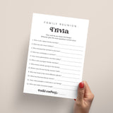 Family Reunion Trivia Questions Printable Icebreaker Game