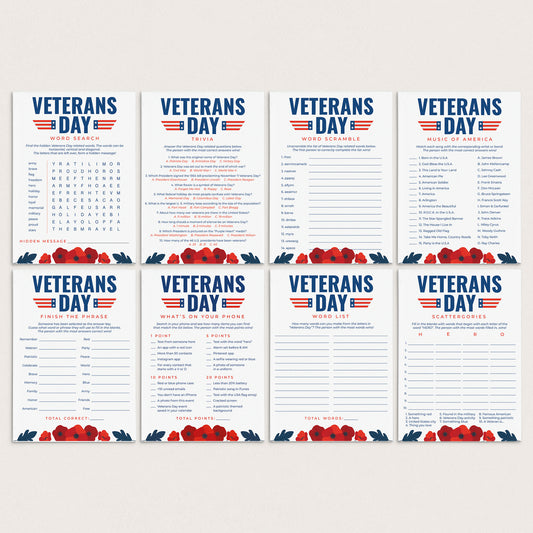 Veterans Day Game Bundle Printable by LittleSizzle