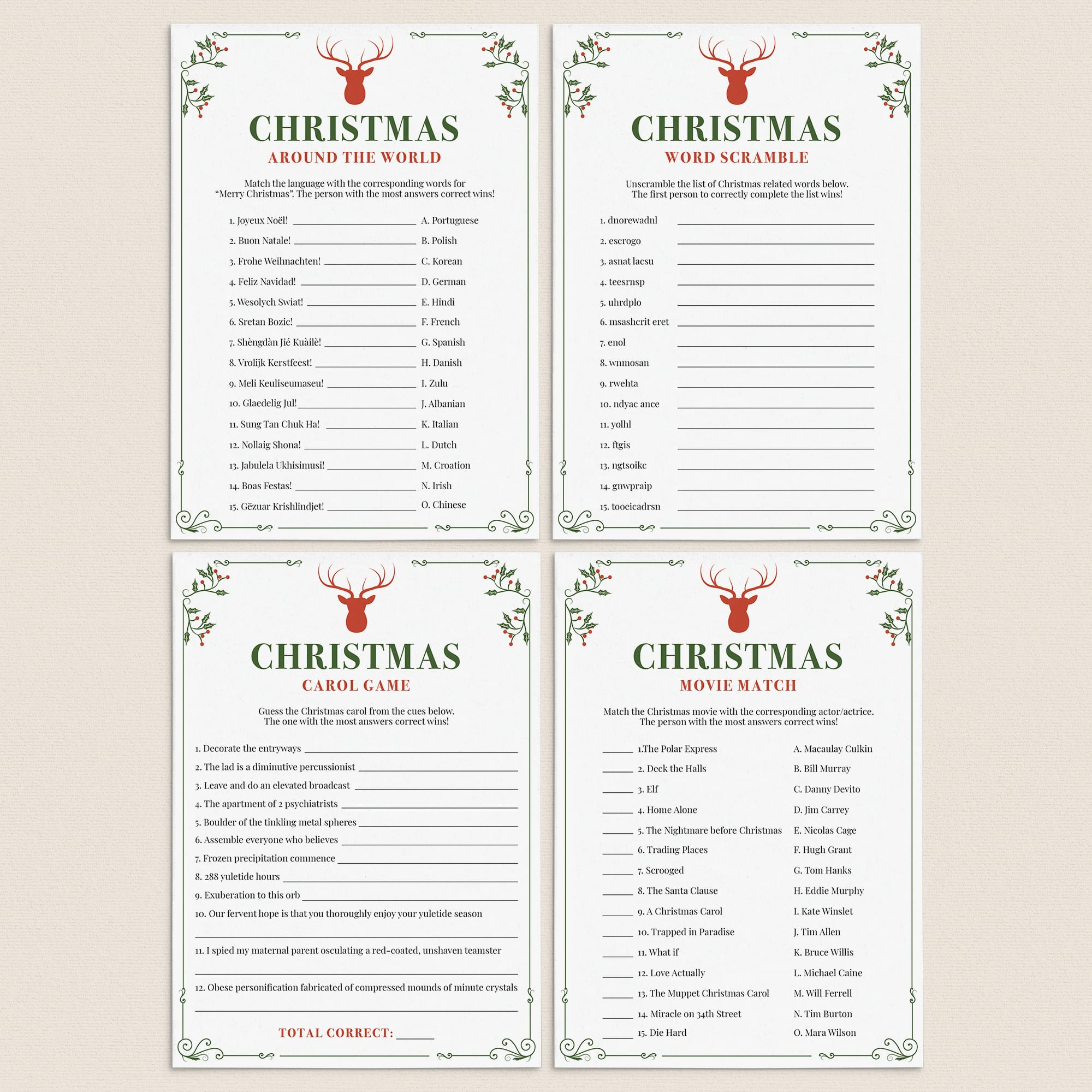 Christmas Office Party Games Bundle Printable by LittleSizzle