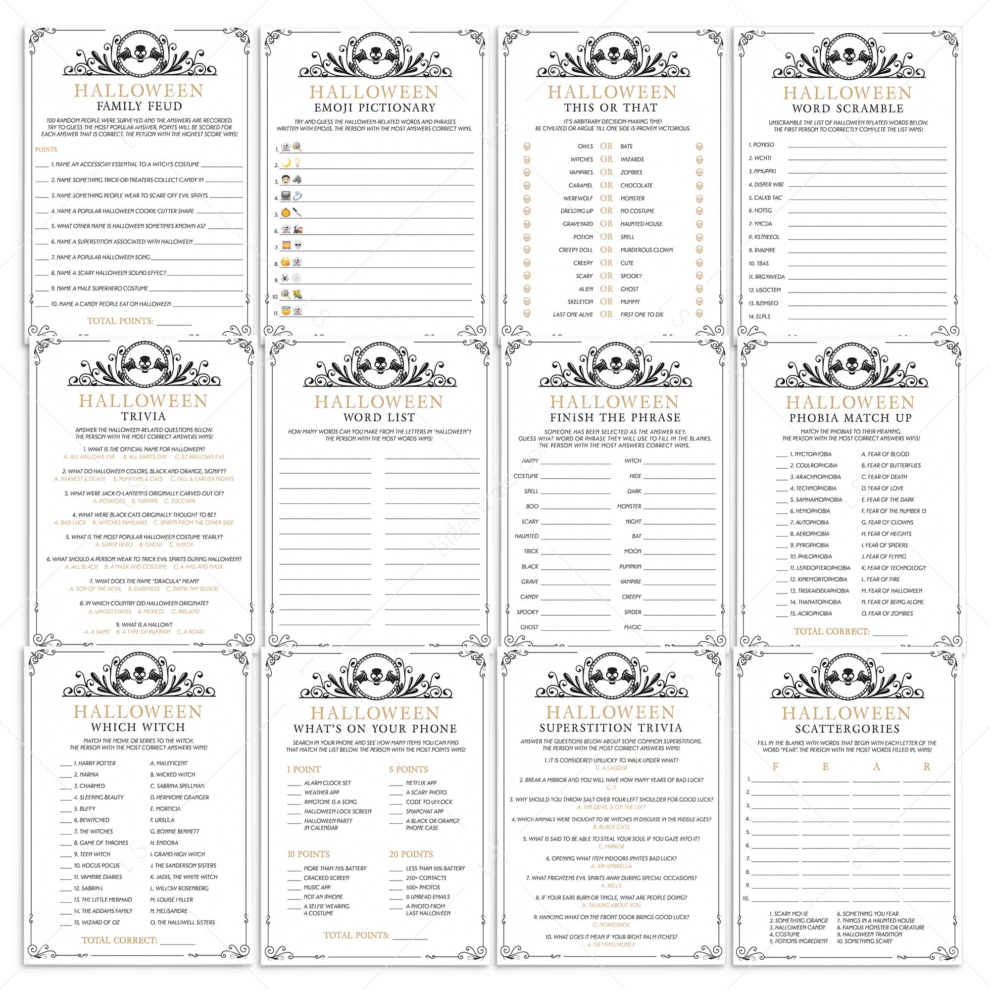 12 Halloween Party Games Adults Printable by LittleSizzle
