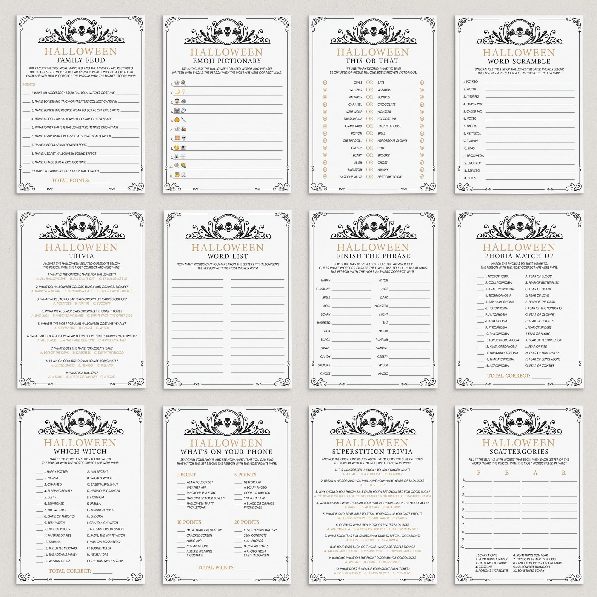 12 Halloween Party Games Adults Printable by LittleSizzle