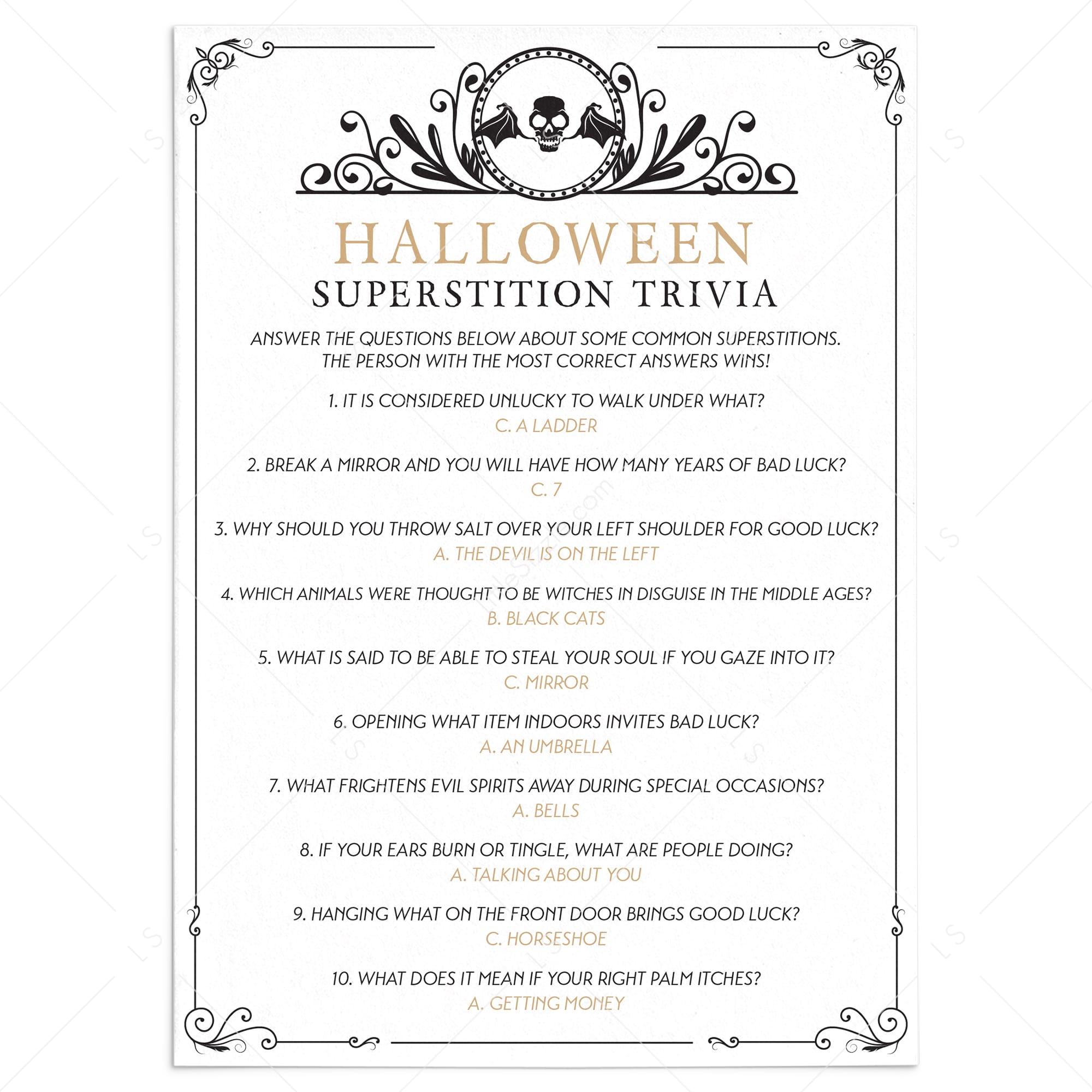 Black Skull Halloween Superstitions Quiz with Answers by LittleSizzle