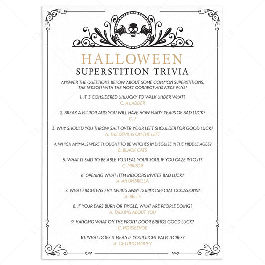 Black Skull Halloween Superstitions Quiz with Answers by LittleSizzle