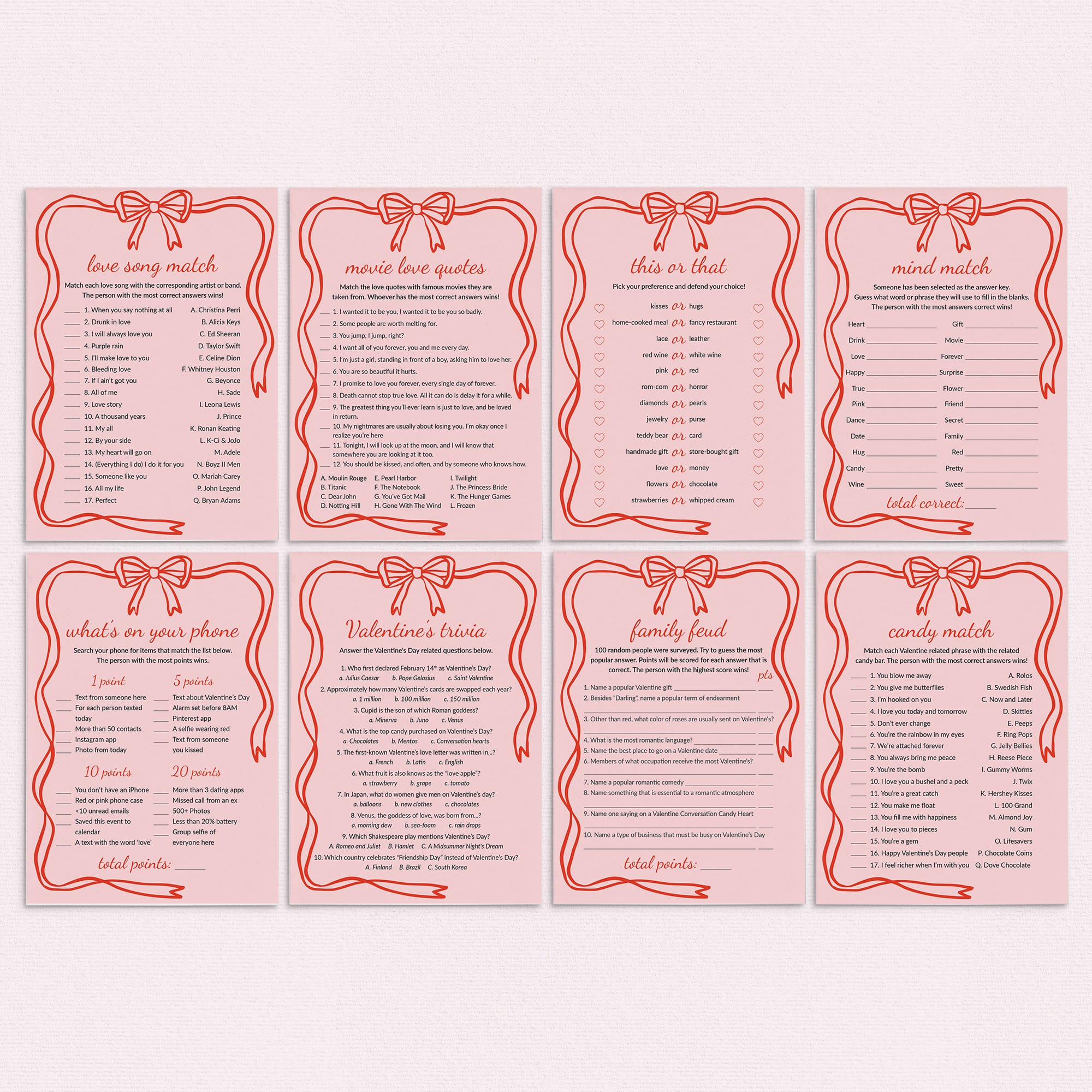 Coquette Valentines Games Bundle Printable by LittleSizzle