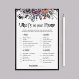 Moody Bridal Shower Game What's On Your Phone Printable by LittleSizzle