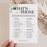 What's On Your Phone Anniversary Party Game White Floral