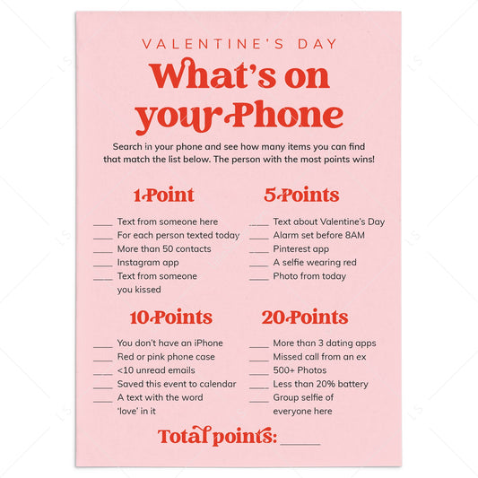 Valentine's Day Phone Game Printable by LittleSizzle