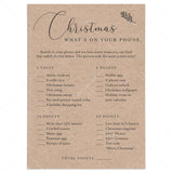 Rustic Christmas Game Whats On Your Phone Printable by LittleSizzle