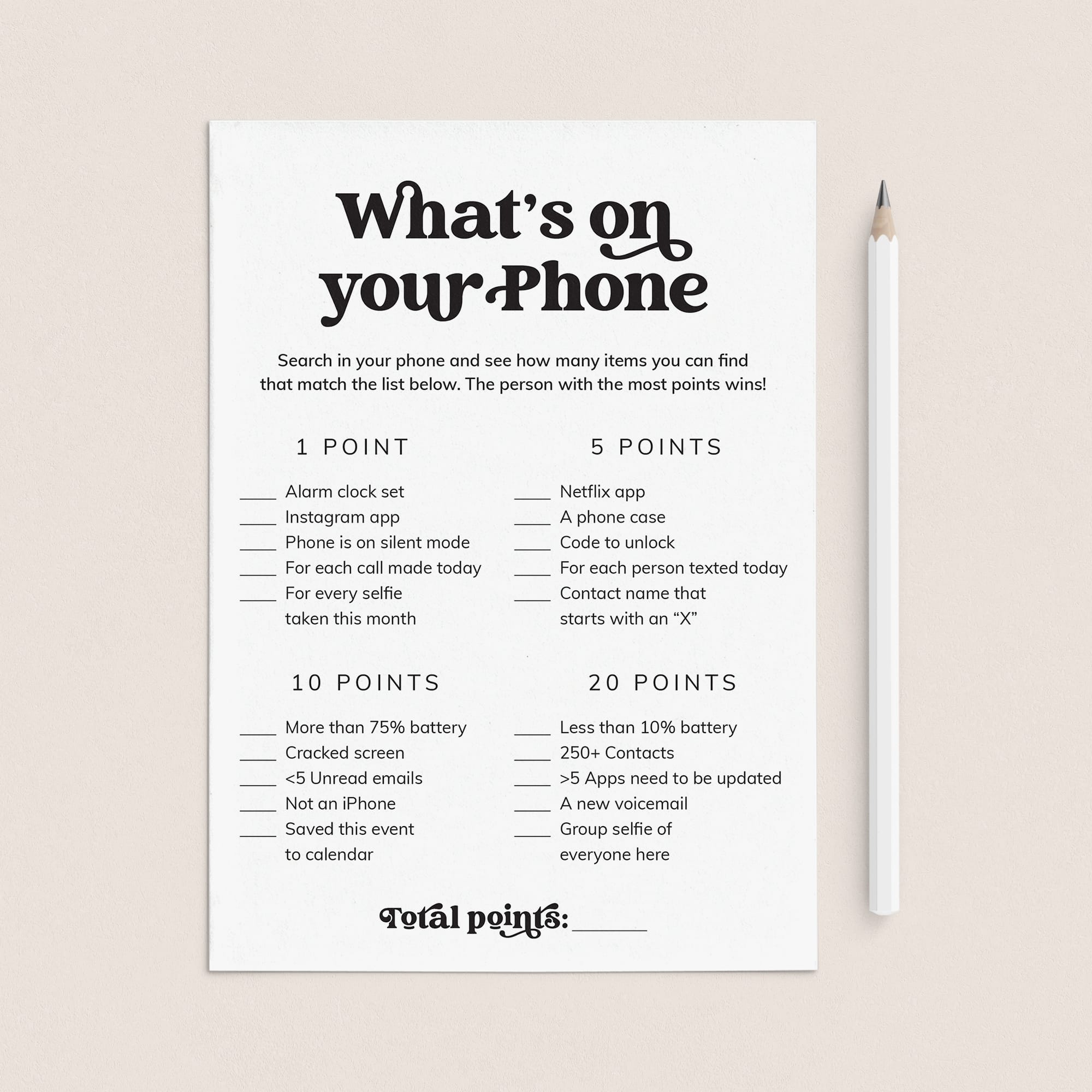 Fun Icebreaker Game What's On Your Phone Printable by LittleSizzle