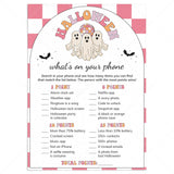 Pink Halloween Party Game What's On Your Phone Printable by LittleSizzle