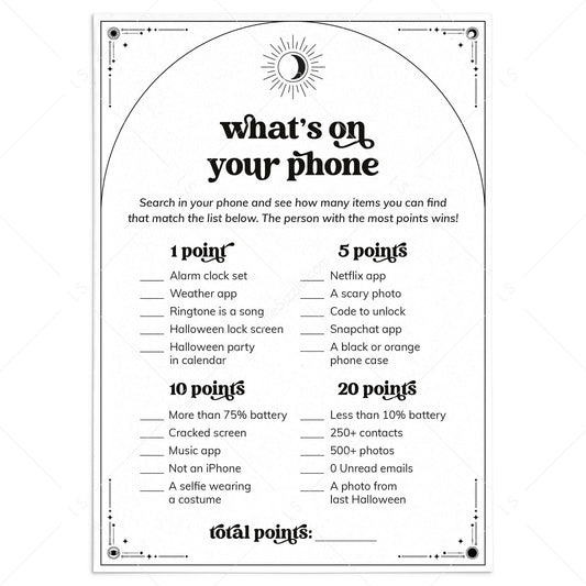 Halloween What's On Your Phone Party Game Printable by LittleSizzle