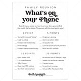 Family Reunion Game Whats On Your Phone Activity Printable by LittleSizzle