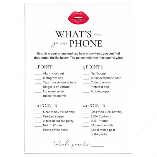 Whats On Your Phone Ladies Night Game Printable by LittleSizzle