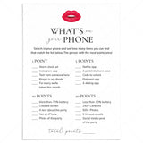 Whats On Your Phone Ladies Night Game Printable by LittleSizzle