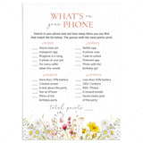 Whats In Your Phone Wildflower Birthday Party Game by LittleSizzle
