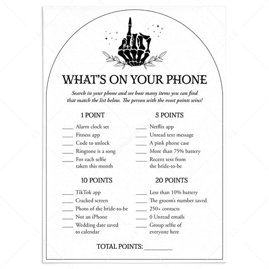 Bride or Die Bridal Shower Game Whats In Your Phone Instant Download by LittleSizzle