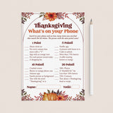 Thanksgiving Phone Game for Adults Printable by LittleSizzle
