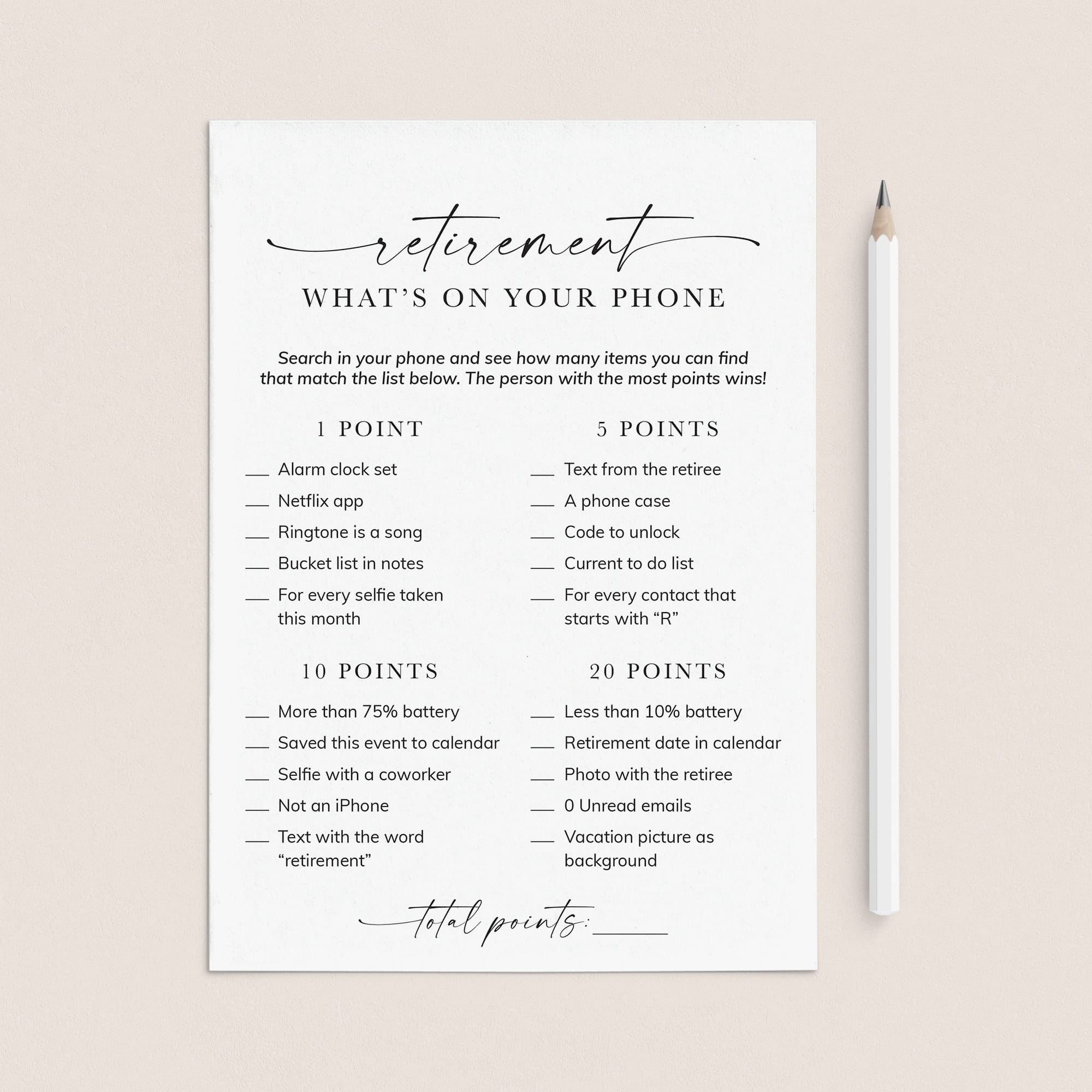 What's On Your Phone Retirement Party Game Printable by LittleSizzle