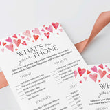 Printable What's On Your Phone Game for Valentine's Day