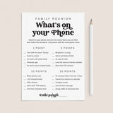 Family Reunion Game Whats On Your Phone Activity Printable by LittleSizzle
