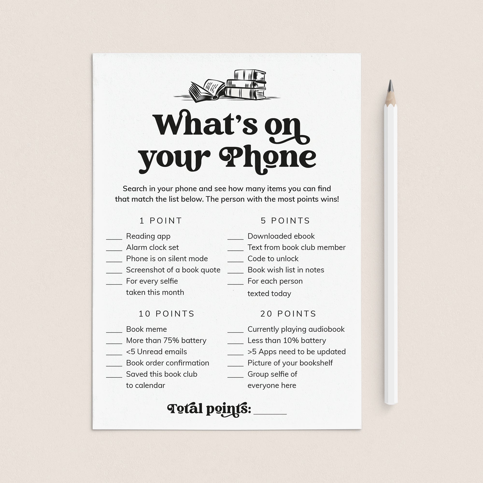 What's On Your Phone Book Club Icebreaker Game Printable by LittleSizzle