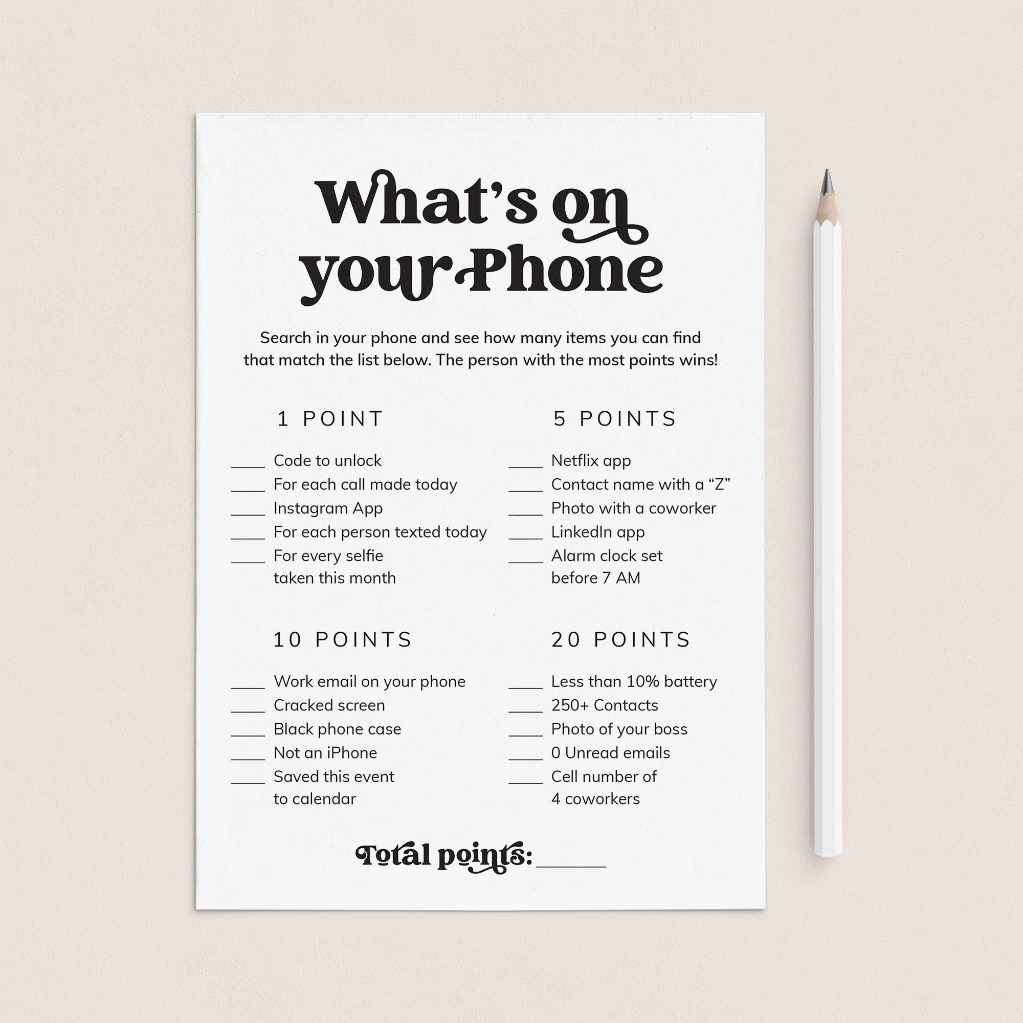 Office Party Printable What's On Your Phone Game by LittleSizzle