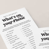 Retirement Party What's On Your Phone Raid Game Printable