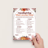 Friendsgiving Game for Adults Printable What's On Your Phone