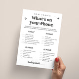 New Year's Eve What's On Your Phone Game Printable